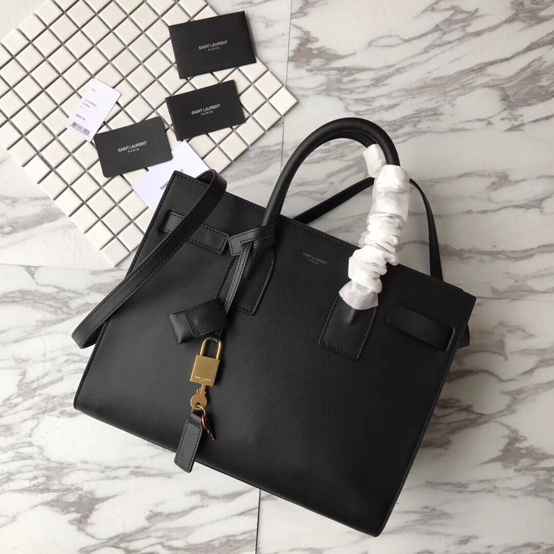 Saint Laurent Sac de jour Thin Large Bag In Grained Leather Noir