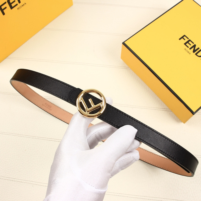 F**di black leather belt
