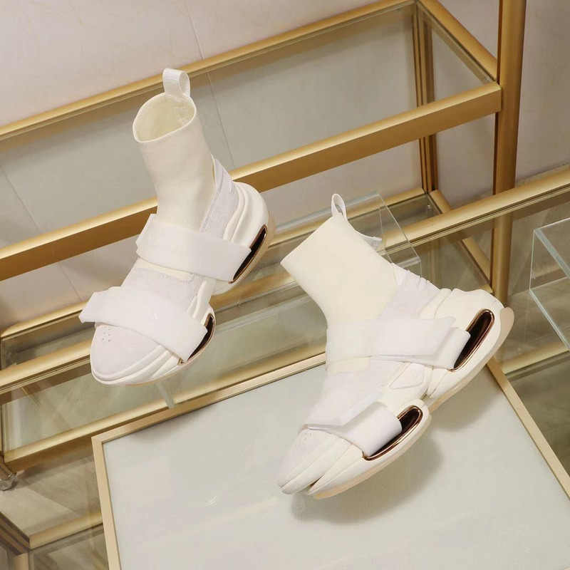 Balmain B-Bold High-Top Sneaker with Straps White
