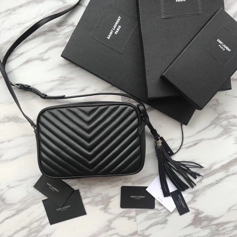 Saint Laurent Lou Camera Bag In Quilted Leather Black(Sliver LOGO)