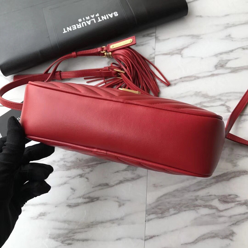 Saint Laurent Lou Camera Bag In Quilted Leather Red