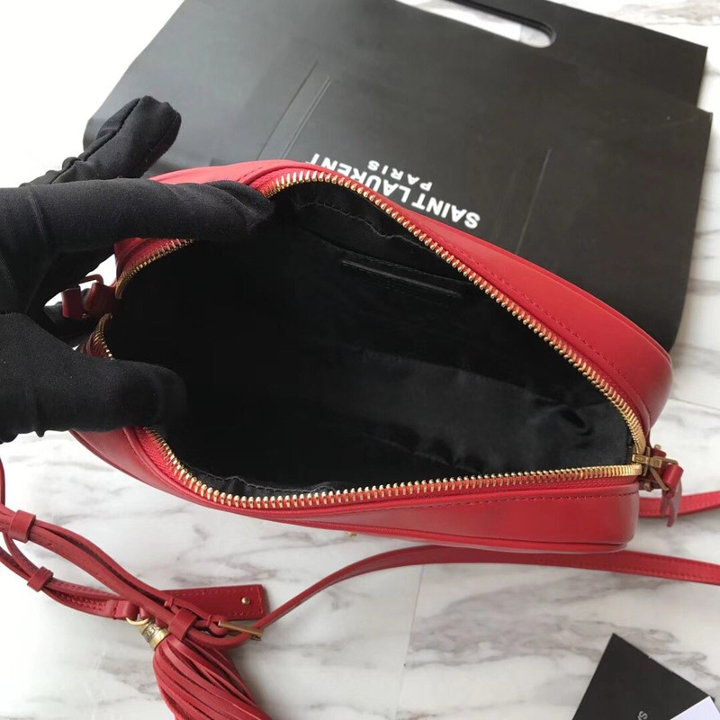 Saint Laurent Lou Camera Bag In Quilted Leather Red