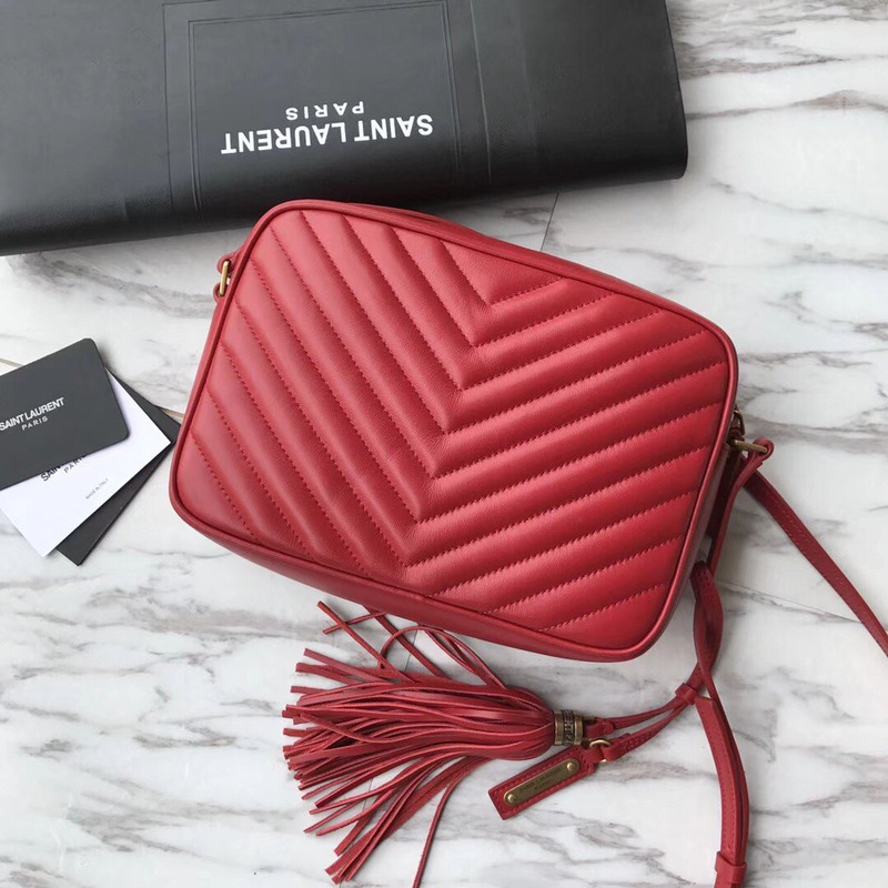 Saint Laurent Lou Camera Bag In Quilted Leather Red