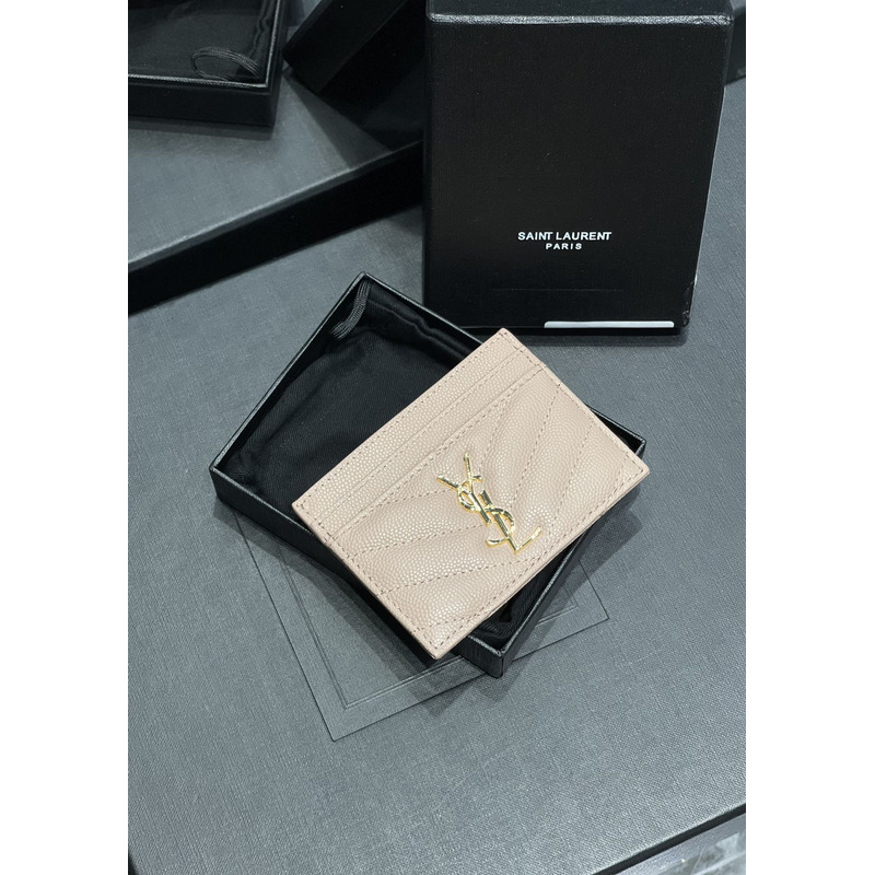 Saint Laurent Monogram Card Hold Pink
