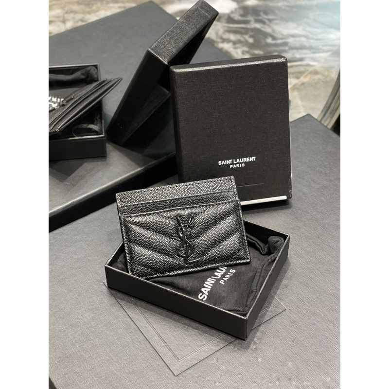 Saint Laurent Monogram Black Metal Card Hold Black