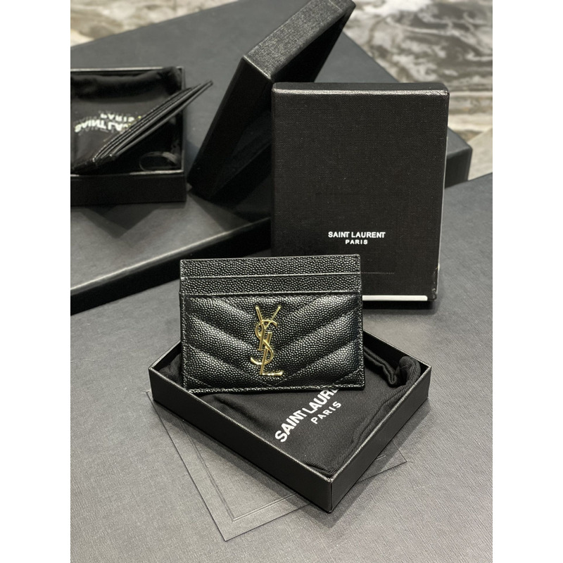 Saint Laurent Monogram Gold Metal Card Hold Black