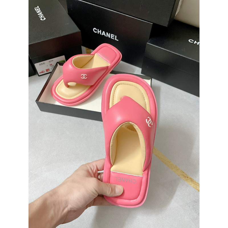 Ch*el fabric mules pink