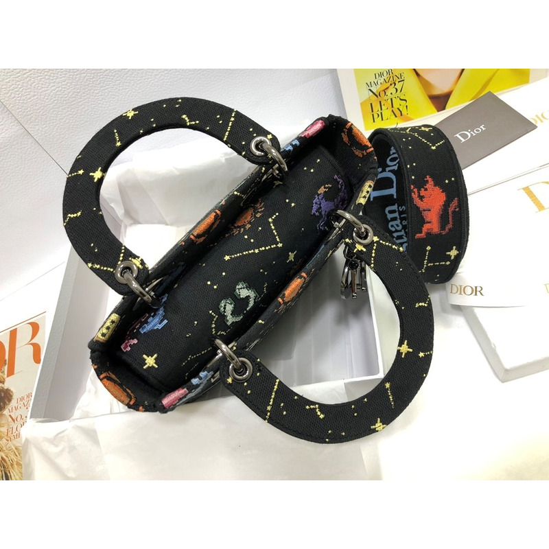 D*or lady d-lite bag black mu multicolor D*or pixel zodiac embroidery