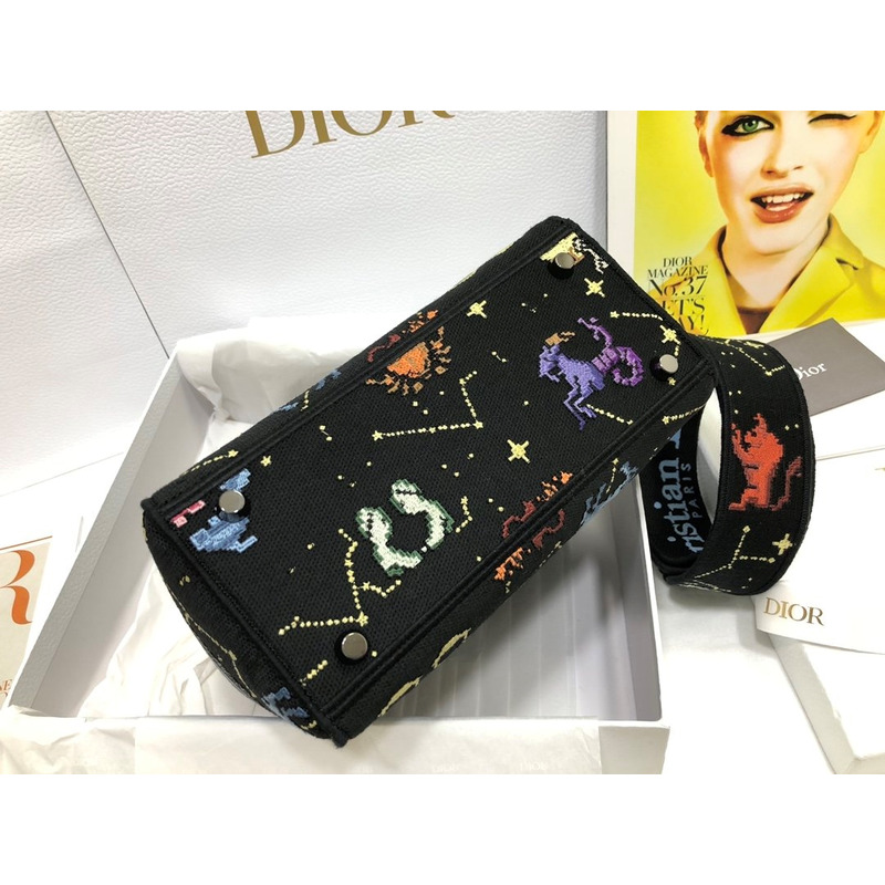 D*or lady d-lite bag black mu multicolor D*or pixel zodiac embroidery