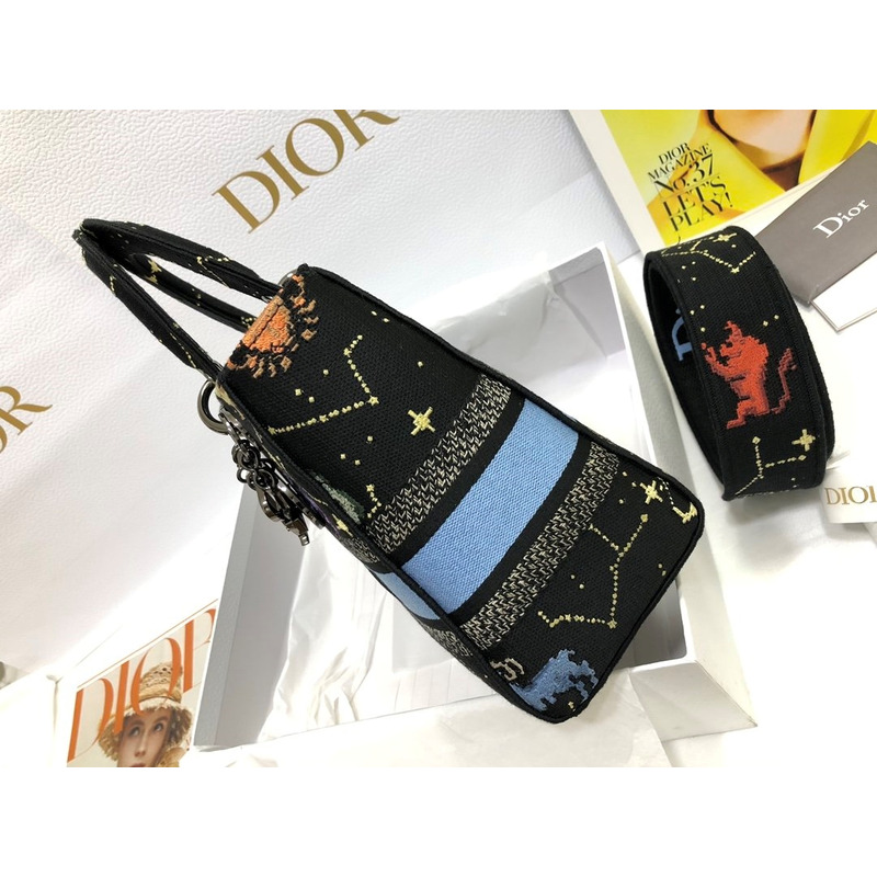 D*or lady d-lite bag black mu multicolor D*or pixel zodiac embroidery