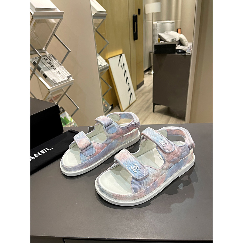 Ch*el dad sandals in rainbow pastels
