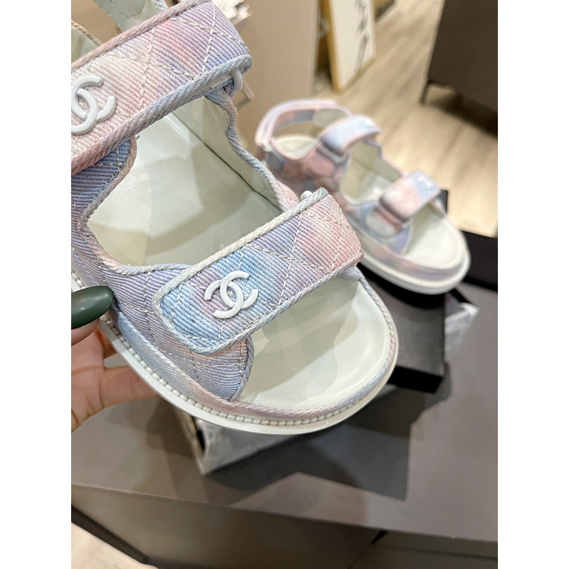 Ch*el dad sandals in rainbow pastels