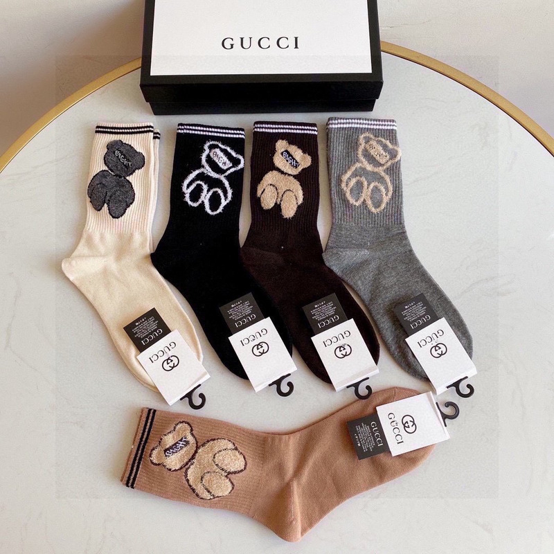 G*u*i bear cotton crew socks (5-pair)