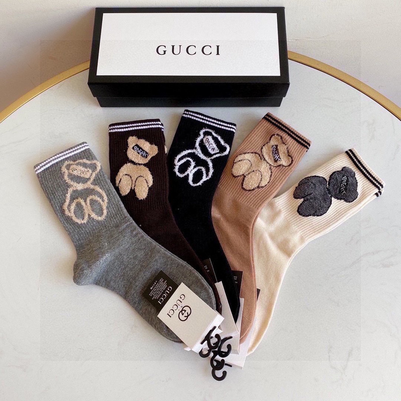 G*u*i bear cotton crew socks (5-pair)