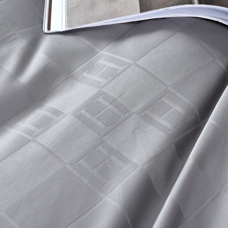 H**mes logo four piece bed suit bedding gray