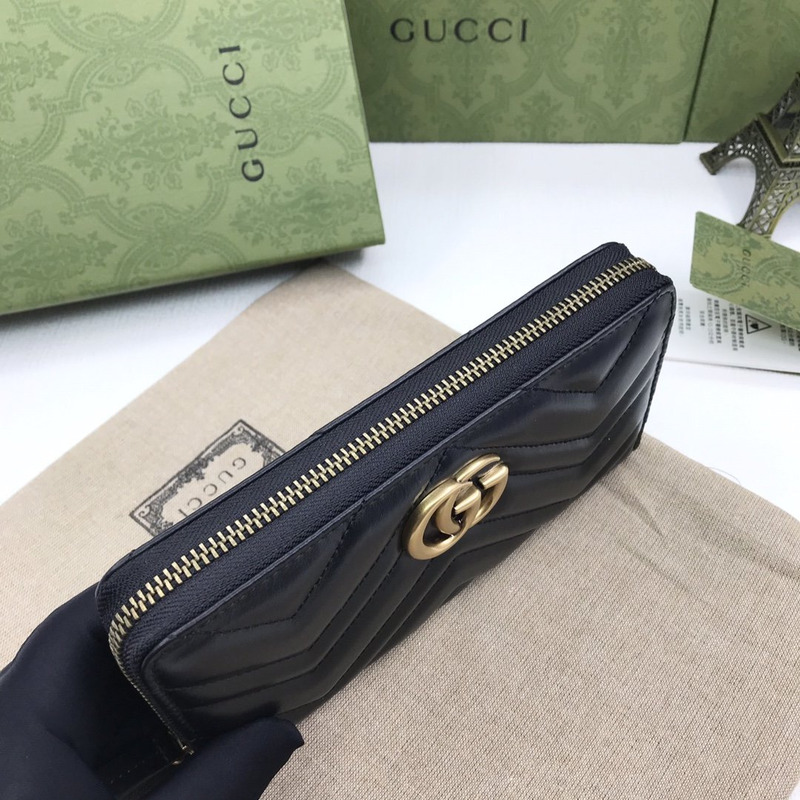 G*u*i gg marmont zip around wallet black leather