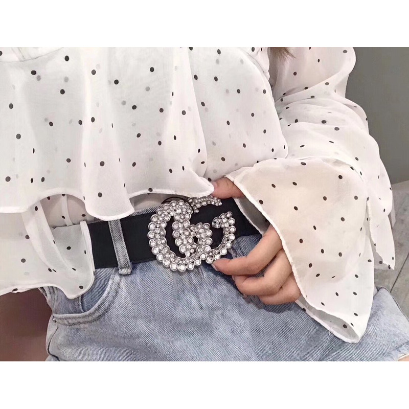 G*u*i leather belt with double g buckle