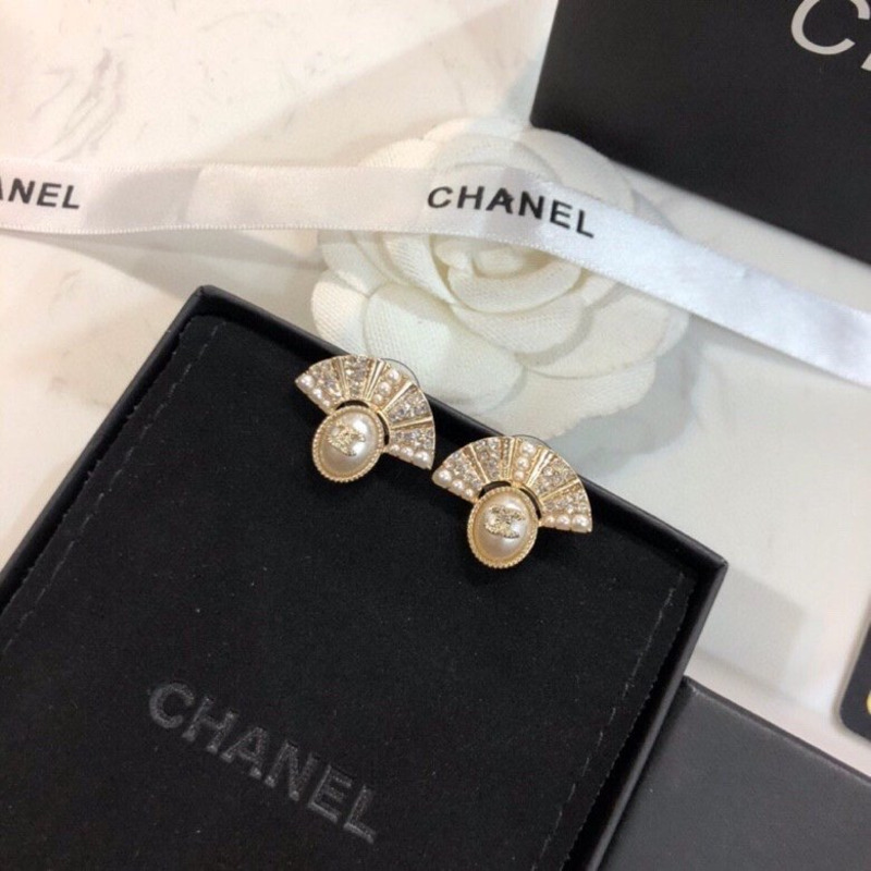 Ch*el fan shape earrings