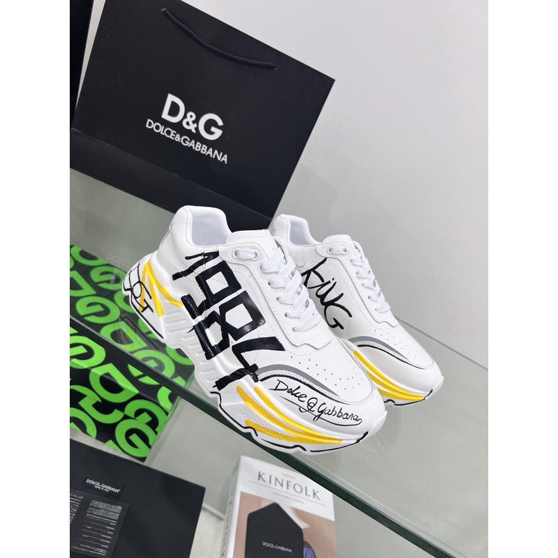Dolce & Gabbana Daymaster Sneakers in Nappa Calfskin White & Yellow