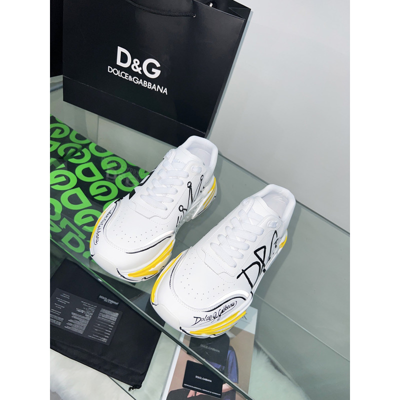 Dolce & Gabbana Daymaster Sneakers in Nappa Calfskin White & Yellow