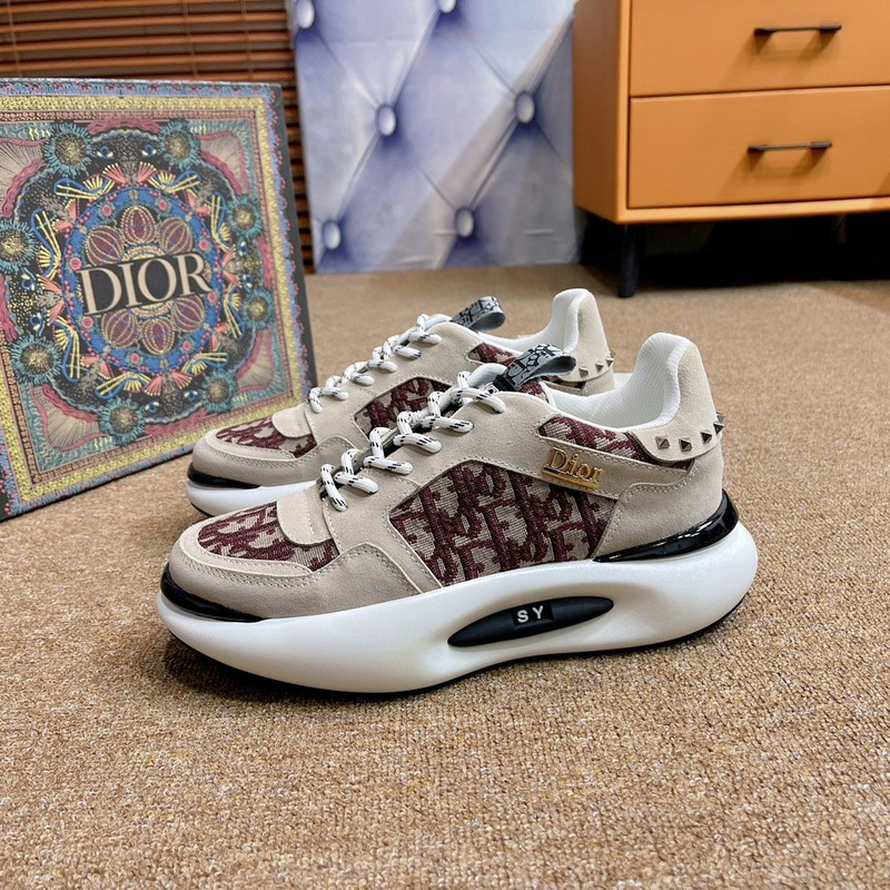 D*or summer new breathable canvas daddy shoes leather printing mesh shoes red