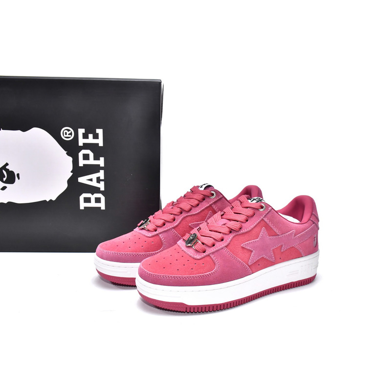 BapeSTA Suede Pink Low Top Sneakers Pink and Dark Pink