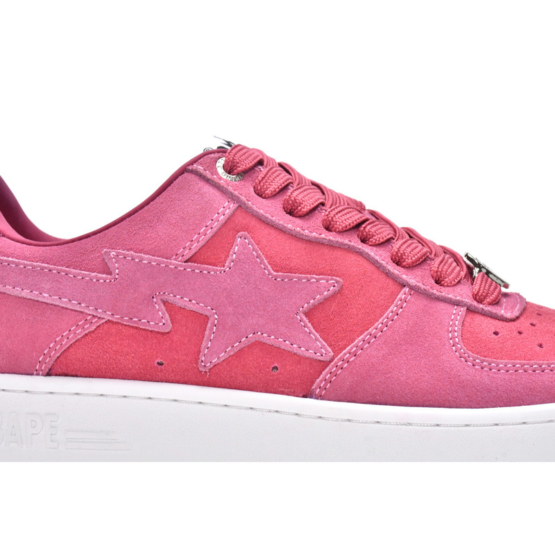 BapeSTA Suede Pink Low Top Sneakers Pink and Dark Pink