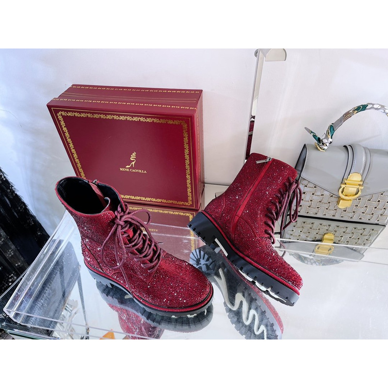 Rene Caovilla Bling Boots Red