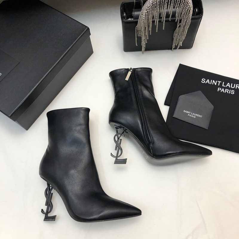 Saint Laurent Opyum Booties with Black Heel Ankle Boots