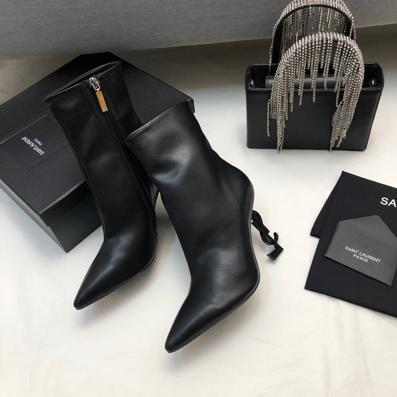 Saint Laurent Opyum Booties with Black Heel Ankle Boots