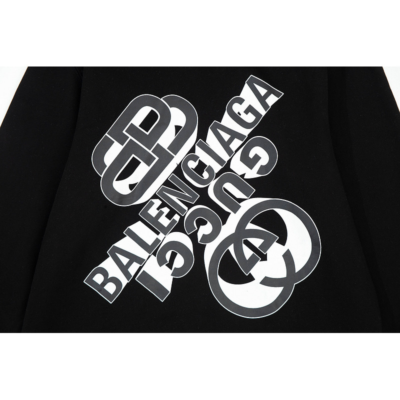 Ba*len*cia*ga x g*u*i logo printing hoodie black