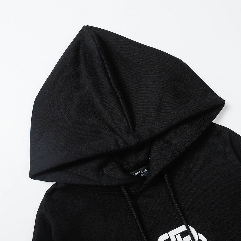 Ba*len*cia*ga bb white logo hoodie black