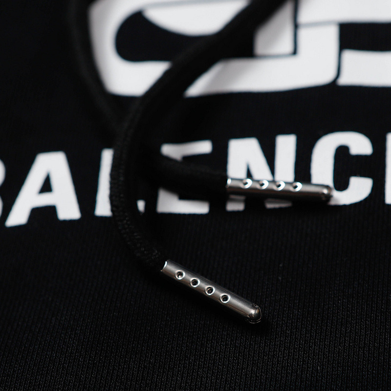 Ba*len*cia*ga bb white logo hoodie black