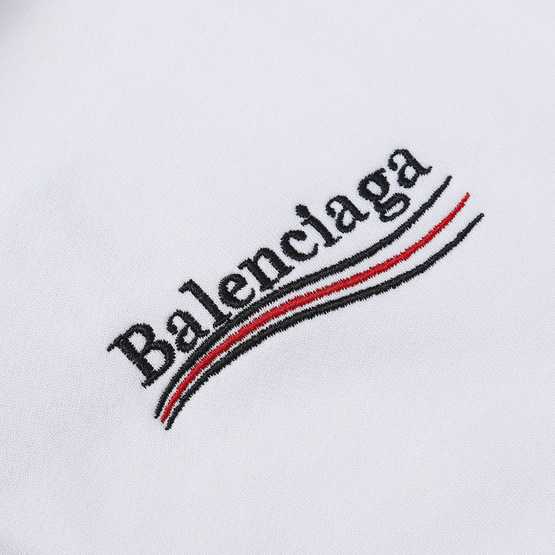Ba*len*cia*ga political logo cotton hoodie white