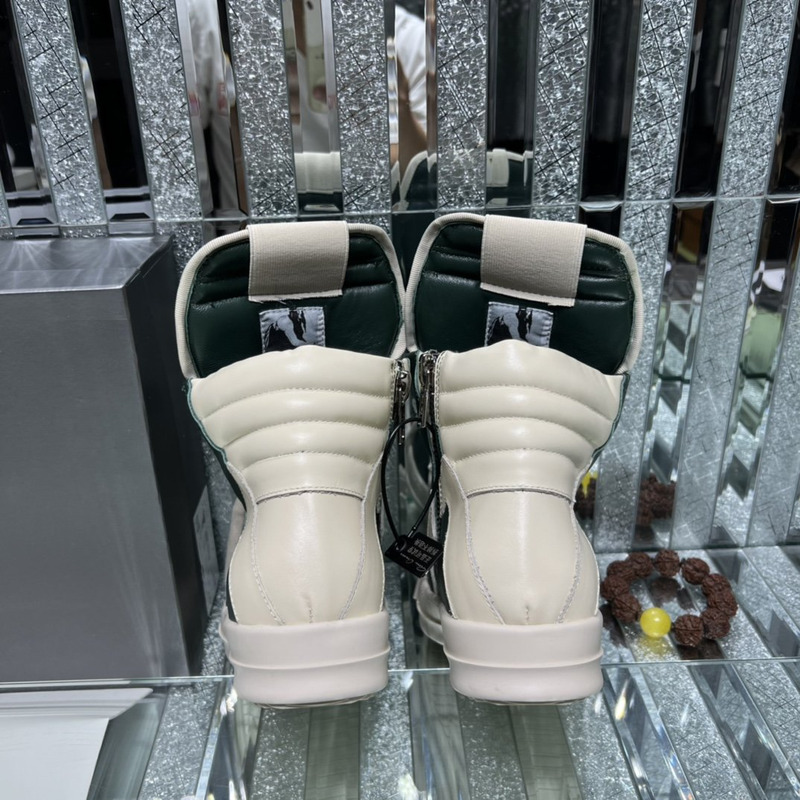 Rick Owens Strobe Geobaskets High-Top Sneakers Green and White