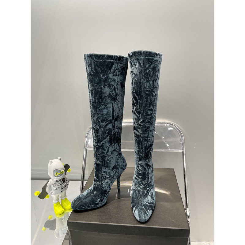 Saint Laurent Talia Boots In Velvet Blue