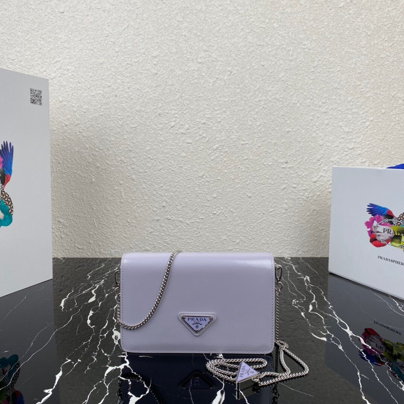 Pra*a shiny leather shoulder bag violets