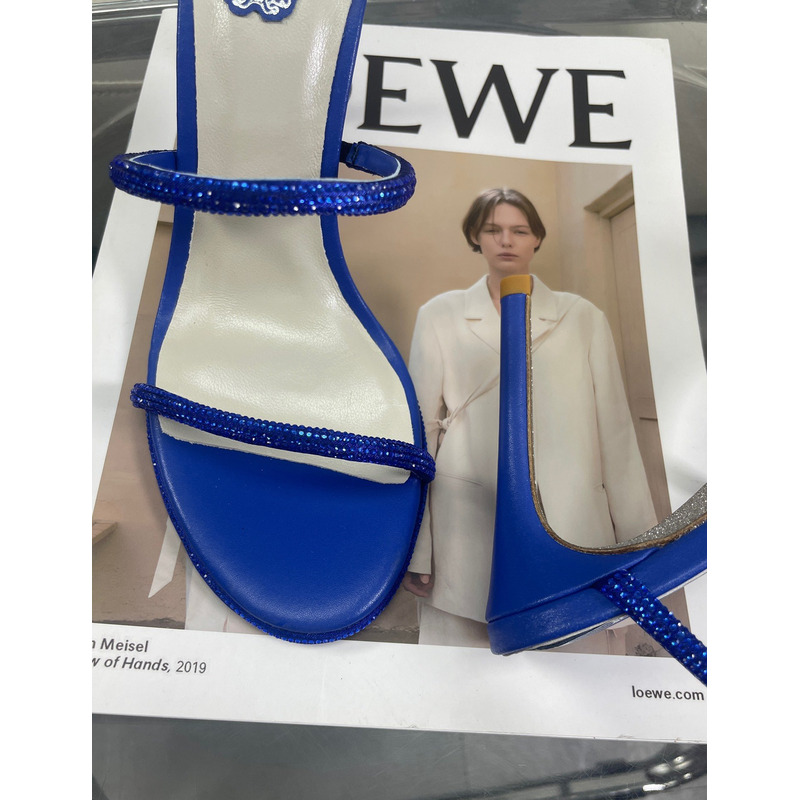 Rene Caovilla Cleo Crystal Sapphire Blue Sandals