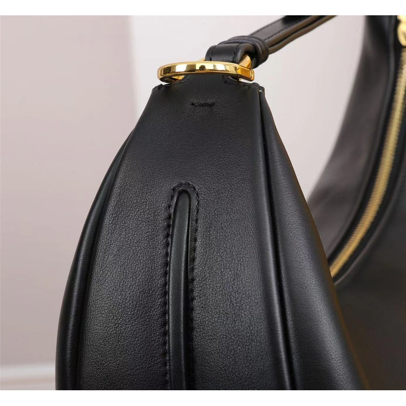 F**di graphy large laminated leather bag black