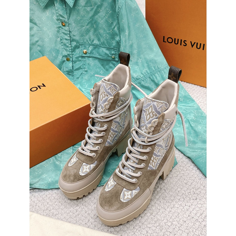 l**is V*t*n laureate platform desert boots monogram beige