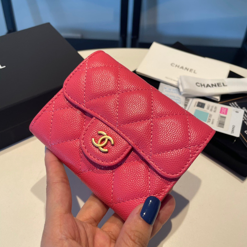 Ch*el classic flap wallet red