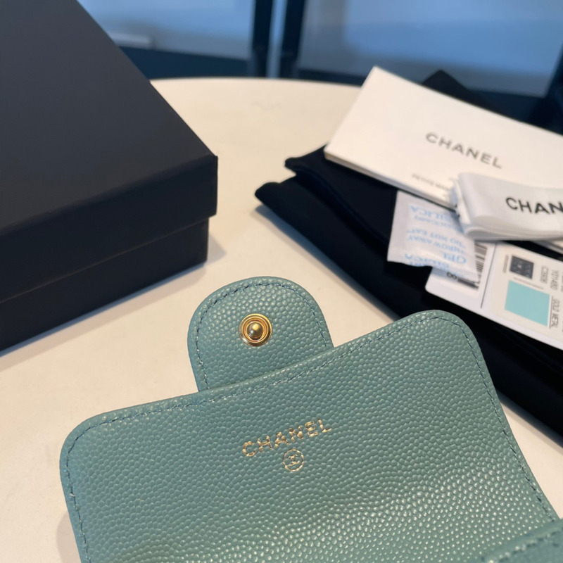 Ch*el classic flap wallet haze blue