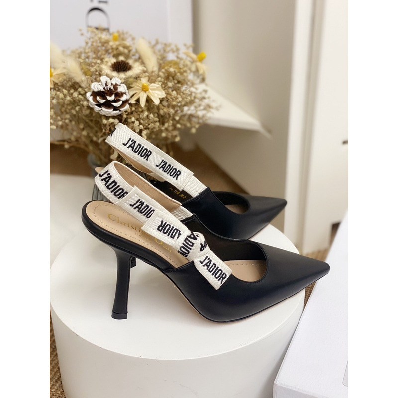D*or slingback pump black patent calfskin