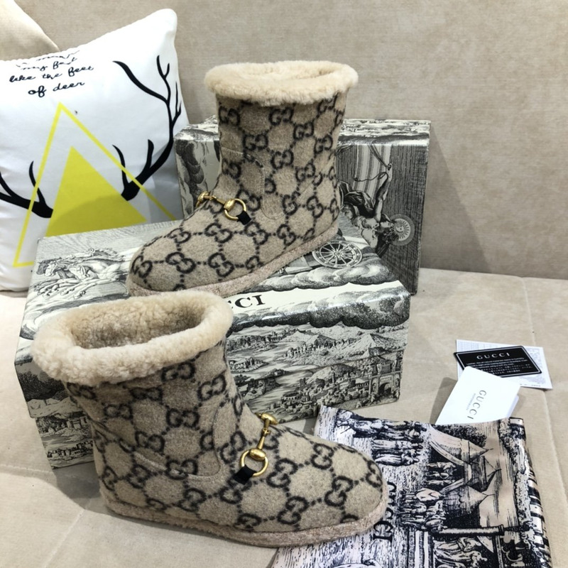 G*u*i fria horsebit gg wool shearling collar high top booties ebnoy