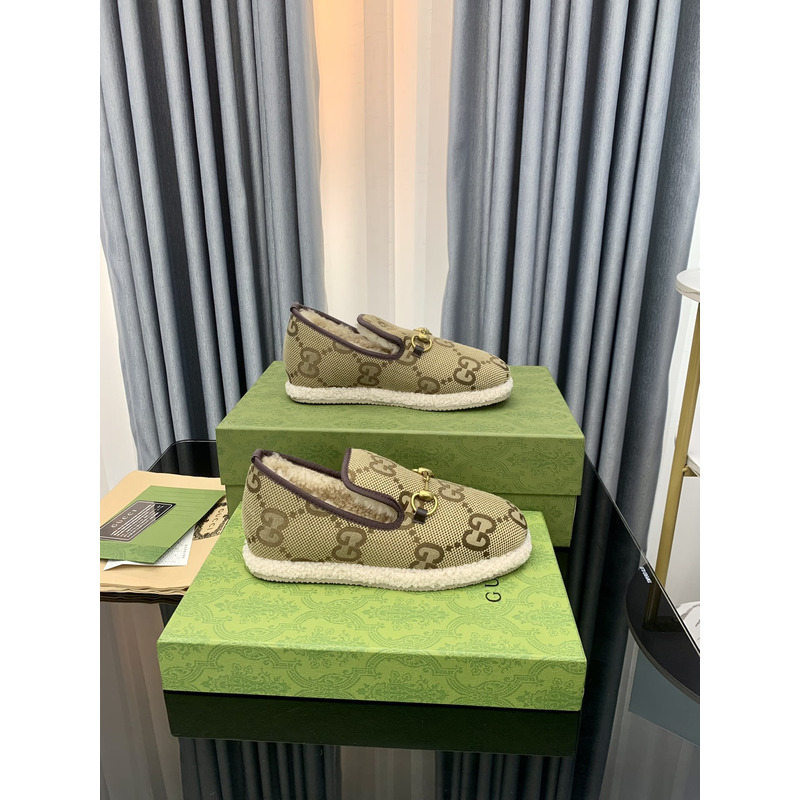 g*u*i loafers in gg S*p*e wool all over with horsebit