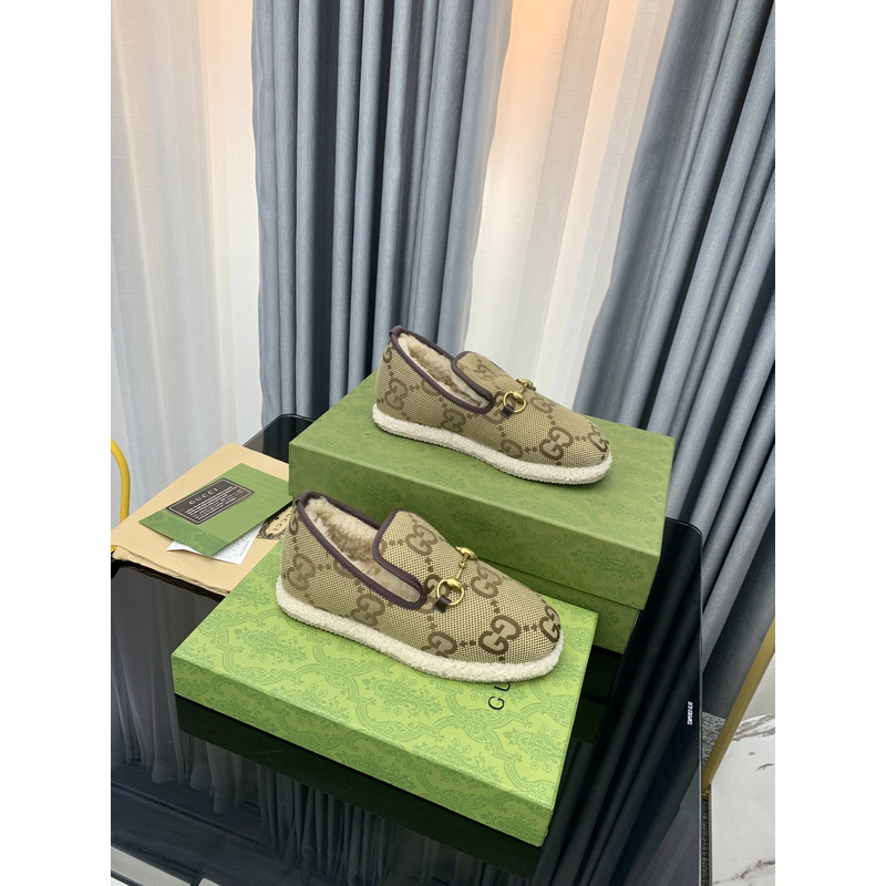 g*u*i loafers in gg S*p*e wool all over with horsebit