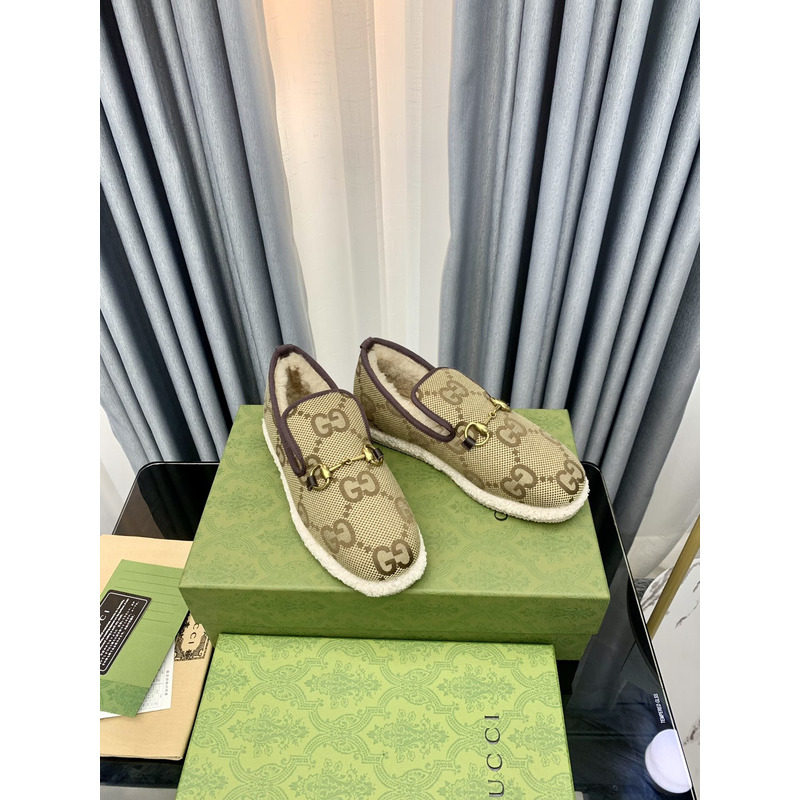 g*u*i loafers in gg S*p*e wool all over with horsebit