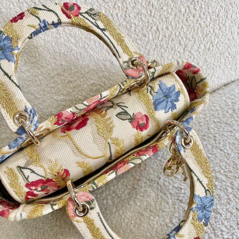 D*or lady d-lite hibiscus metallic thread embroidery bag