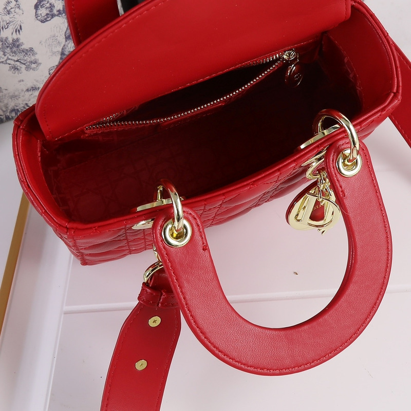D*or lady D*or micro lambskin tote red
