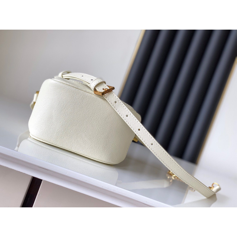 Saint Laurent Quilted Leather Bucket Bag White